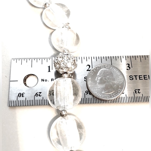 Glass Bead Necklace w/Rhinestone Roller Charm - Picture 5 of 12